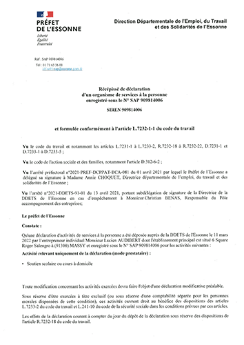 récépissé de déclaration